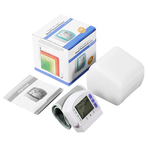 Preisvergleich Produktbild MMMYANG Weiß Digital LCD Automatische Handgelenksmessung Pulsmesser Herzschlagmesser Pulsoximeter Gesundheitsmonitor Gesundheitswesen