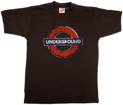 Distressed UNDERGROUND Roundel Printed T-Shirt, Black, Transport for London Souvenir Tees (Medium) - BK0073