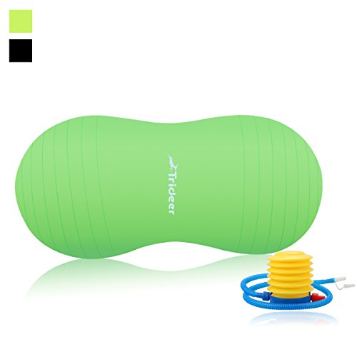 Peanut Ball Gymnastikball Therapie Rolle Physioroll Physio Rolle Seat Ball Erdnussball Fitnessball inkl. Pumpe, TRIDEER 2000lbs Maximalbelastbarkeit Anti-Burst. Als Geburtsball, für physikalische Therapien, Yoga, Fitness, Übungen, zur Stärkung der Muskulatur und sogar für das Hundetraining kann er eingesetzt werden. (Größen: 45cm / 50cm Farben: schwarz / grün)