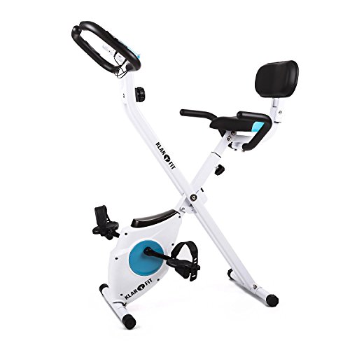 Klarfit Azura Ergometer Heimtrainer für Ausdauertraining, Fitnessfahrrad ( bis 100 kg belastbar, 8-stufiger Widerstand, Trainingscomputer, Pulsmesser) weiß-blau - 2