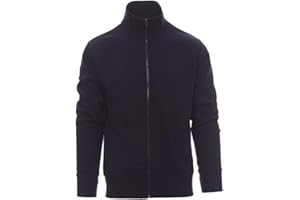 PAYPER Houston Felpa da Lavoro Uomo Misto Cotone Manica Lunga Chiusura Zip Intera Manica a Giro Polsini Vita in Costina Blu Navy