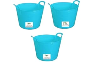 Easy Shopping 3 x 26 Litre Flexi Tub Garden Home Flexible Colour Rubber Storage Container Bucket Polyethylene Flex Tub- MADE IN U.K. (Sky Blue)