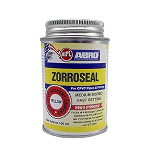 ABRO ZS30C-100 ZORROSEAL Solvent Cement for CPVC Pipes & Fittings Fast Setting Liquid Adhesive for Plumbing & Sewage Systems (100ml)