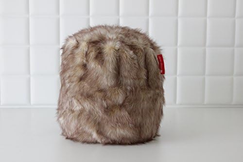 LIVING CONCEPT LUXURY LUSH &amp; SOFT TUNDRA WOLF FAUX FUR BEAN BAG POUF 45 CM x 45 CM