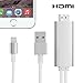 Price comparison product image Lightning to HDMI Adapter Cable, Cooliker 8 Pin Lighting Digital AV to HDMI HDTV 1080P Cable Converter Adaptor Connector for iPhone 7 7 Plus 6s 6s Plus 6 6 Plus 5 5c 5s SE, iPad Air/Mini/Pro, iPod Touch (Silver)