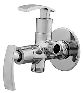 JAGGER SOFT FULL BRASS Quarter turn Two Way Angle Cock Chrome Plated Twin one valve for washing machine Water Tap for Modular 2 in 1 angle valve for Kitchen & Bathroom with FREE TEFLON TAPE AND FLANGE