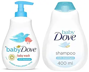 Baby Dove Rich Moisture Hair to Toe Baby Wash, 400 ml & Rich Moisture Shampoo, 400ml Combo