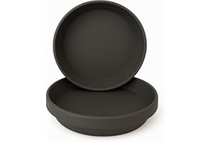 Home Garden Ornaments Plant Pot Saucers Strong Drip Tray Round Tray Plastic Trays Set of 5 (Anthracite, Diameter: 24cm)