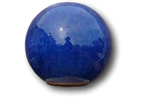 terracotta-toepfe-de 2. Wahl !! Aktion !! Kugel ca. 20 cm aus Steinzeug Keramik, blau glasiert Deko Garten