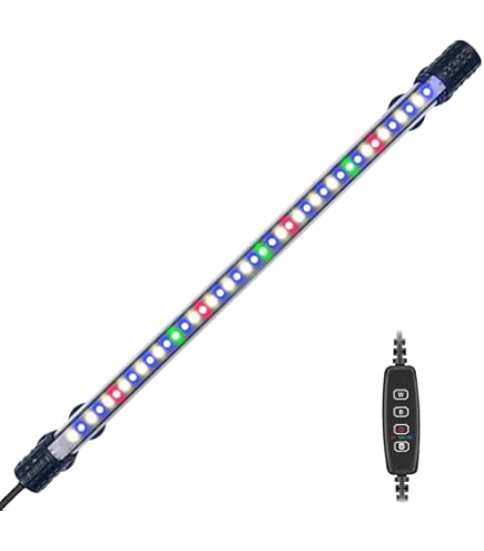 AQQA 24/7 LED aquariumverlichting   Volledig spectrum   Met timer   Doe het zelf modus   10 instelbare helderheidsniveaus en 10 kleuren   Uitbreidbare houder voor zoetwateraquarium van 120 137 cm (42