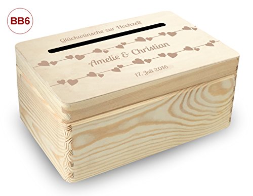 kleine Holz-Geschenkbox Hochzeit Briefbox (BB4) Geldgeschenke incl Lasergravur - 9