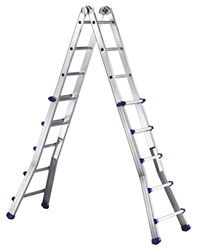 Preisvergleich Produktbild Svelt Aluminium Multifunktions-Teleskopleiter mit 12+12 Sprossen als längenverstellbare Anlegeleiter, höhenverstellbare beidseitige Stehleiter und Treppenleiter
