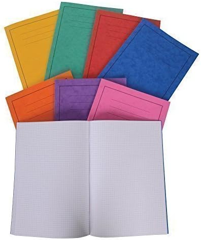 5 x YELLOW SCHOOL EXERCISE BOOKS 9" X 7" 80 Page 5mm Squares