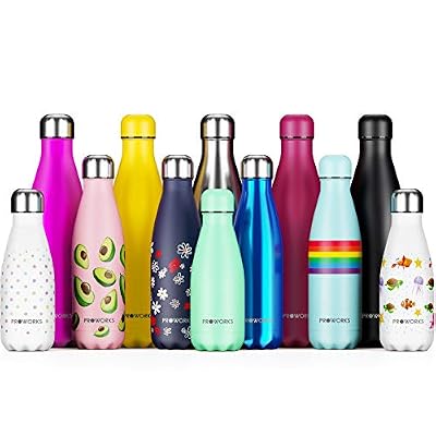 Proworks Bouteille d'eau Isotherme, sans BPA, Gourde INOX Reutilisable pour Maintien Chaud de 12 Heures & du Froid Jusqu'à 24 Heures, pour Sport, Gym, Voyage - 500ml - Argent