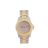 Hilai Royal Gold Armband Uhr mit vollen Kristall Diamanten für Damen Quarz 1pc