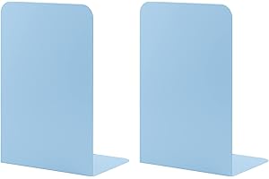 MSDADA Heavy Duty Metal Bookends for Office, School & Home - Anti Slip Book Holder Bookend Supports for Heavy Books - Gift (Light Blue)
