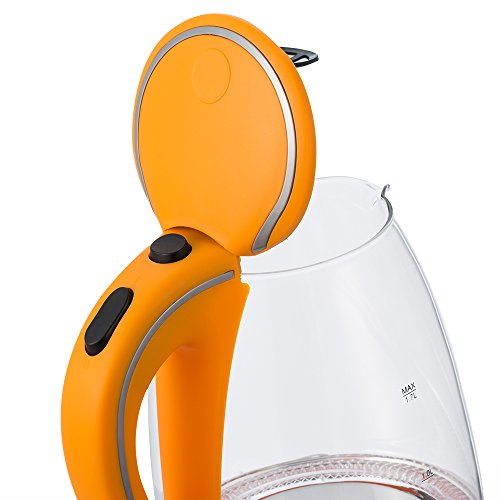 Wasserkocher 1,7 L orange  Teekessel Teekocher 2200 W LED Innenbeleuchtung 360° kabellos - 4