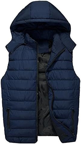 GXS Solid color men's wear for fall/winter. Thick loose size down comforters, cotton vest. Dismountable Cap vest. Jacket sleeveless , 3xl. , navy blue