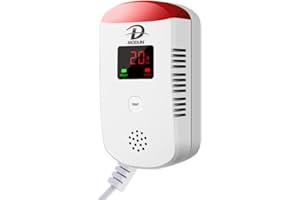 D MODUN Rilevatore di Gas, Monitor di Gas infiammabile, GPL/Gas naturale/Sensore di perdita di gas carbone, Allarme Sonoro, Avviso luce rossa lampeggiante, Concentrazione gas display digitale
