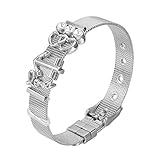 Heideman Armband Damen Mesh aus Edelstahl Silber oder Rosegold farbend poliert Armkette mit Charms Charmband für Frauen mit Swarovski Zirkonia Stein Weiss als Bracelet Crystal hb2818-3-1