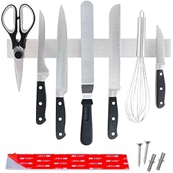 Cucino Porte Couteau de Cuisines & ustensiles de Cuisine - Barre magnetique 40 cm, Range Accessoire Cuisine en Acier Inoxydable, 3 Rubans adhésifs 3M