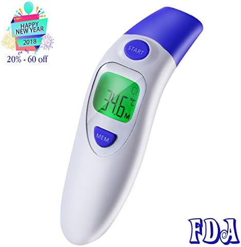 YUKICARE Forehead and Ear Thermometer Dual Mode, Infrared and Medical Thermometer for Baby, with Memory and Fever Alarm - FDA and CE approved （Batteries Included）