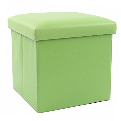 Genenic Children Toy Chests & Storage Organizers Foot Stool,12" Storage Ottoman Folding Stool,Collapsible Storage Ottoman Faux Leather Seat Toys Collection (green)