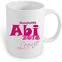 ABI 2018 HM~AA311~ Tasse Kaffeebecher Kaffee mit Namen bedruckt Namentasse personalisiert mit Wunschnamen .Geschenk zum Abitur Junge Mädchen