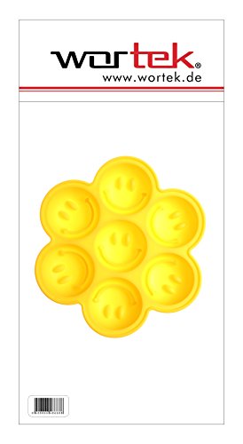 wortek Eiswürfel Schale Smiley Fun Form für 7 Würfel / Kugeln Gelb - 4