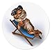 Produktbild Merchandise for Fans 3D-Tiger mit Sonnenbrille und Drink im Liegestuhl, Mauspad rund aus Textil 20cm, Rutschfester Kautschukrücken, für alle Maustypen