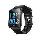 KOBWA Smart Watch, 3,3 cm Touch Bildschirm Fitness Tracker mit ganztägigen Herzfrequenz und Activity Tracking, GPS, Schlafmonitor, Schrittzähler Kalorien BT Call Gesundheit Monitor, Schwarz
