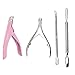 Teexful 1 Set of 4 Piecs Stainless Steel Nail Cuticle Spoon Pusher Remover Acrylic UV Gel False Nail Tip Clipper Cutter