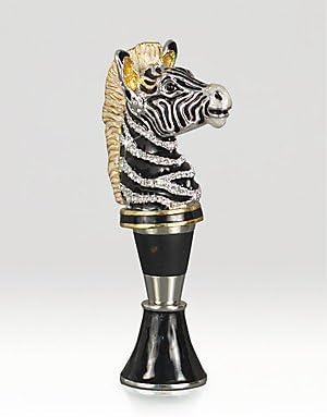 Zebra Head Wine Stopper by Jay Strongwater