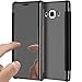 Produktbild Hülle Samsung Galaxy J5 2016,Schutzhülle Samsung Galaxy J5 2016,SaKuLa [Ultra Slim] Mirror Flip Case Spiegel Kview Ledertasche Brieftasche im BookStyle für Samsung Galaxy J5 2016 mit Glitzer Kristall Back Cover Anhänger Stoßdämpfend TPU Silikon Schutz Handy Hülle Tasche Silikon Crystal Sparkle Bling PU Leather Folio Etui Bumper für Samsung Galaxy J5 2016-Spiegel Schwarz
