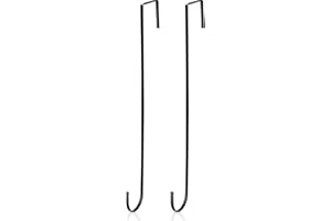 Hotop 15 Pouces Crochet de Suspension de Guirlande de Noël Crochet en Métal Au-Dessus de Porte Crochet de Porte-Serviettes Pratique pour Décoration de Porte d'Entrée Noël (Noir, 2 Pièces)