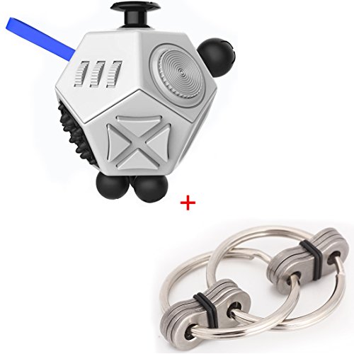 LEAGUE&CO Magic Fidget 12 Sided Cube Diamond-shaped cube Relieves Stress Boredom and Anxiety for Children and Adults (White Cube+Black Keyring) LEAGUE&CO Magic Fidget 12 Sided Cube Diamond-shaped cube Relieves Stress Boredom and Anxiety for Children and Adults (White Cube+Black Keyring)