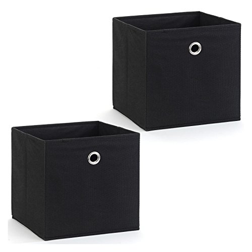 2er Pack Stoffbox Faltbox Regalbox faltbar, in schwarz