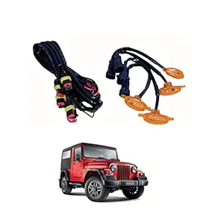 PRIKNIK LED Grille Lights Amber Yellow Grill Led with Fuse Adapter Wiring Harness Kit (4PCS, Amber Shell with Amber Light) Compatible with Thar