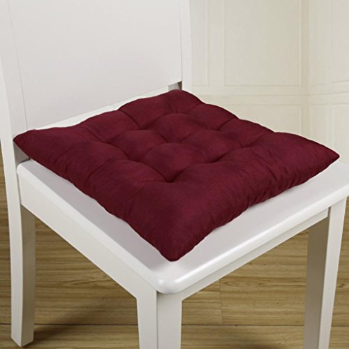BZLine® Stuhlkissen mit Schleifenband Cushion Chair Seat Pad, 40 x 40 cm (Weinrot)