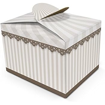 10 kleine BEIGE BRAUN SPITZE GESTREIFT Geschenkschachtel Geschenkkarton