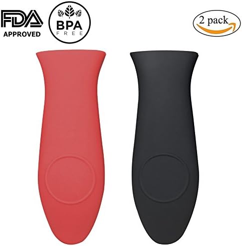 Pasway Silicone Hot Handle Holder，2 Pack Heat Insulation Sleeve Anti-Hot Non-Slip Pot Handle Cover Set for Cast Iron Skillets &amp; Metal Frying Pans, 2 Colors