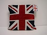 CUSHIONS UNIQUE Superbe épais Chenille Bleu Blanc Rouge Union Jack 45,7 cm Cush