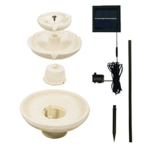 Barnwell Elfenbeinfarbener Stufenbrunnen, solarbetrieben - 8
