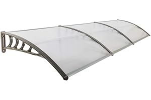 OUTVITA Auvent de Porte d'entrée, Contre Pluie Neige UV, Porte Toit Marquise Abri Protection en Polycarbonate (300 x 100 x 25 cm)