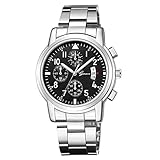 YUYOUG Herren Edelstahl Quarz Analog Datum Kalender Uhren Herren Luxus Business Mode Analoge Armbanduhr Sport Uhren Geschenk Einheitsgröße J