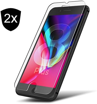 UTECTION 2X Tempered Glass for Apple iPhone 8 Plus - Screen Protector Guard 9H - Anti-Scratch & Shatter - Bubble Free Installation - Precise Fit - Transaprent Film Clear
