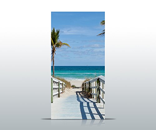 Türtapete Strandzugang Tapete Kunstdruck Türbild | 80 x 200cm (B x H) | Dekorfolie selbstklebend - 2