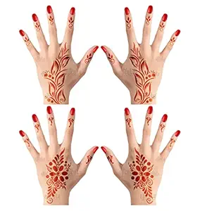 Apcute Mehandi Stencil Design sticker Set of - 4 Piece | Mehndi Design Stencil for hands | Henna Tattoo Stencils for Women and Girls | Design No - APCUTE-S-H49-50
