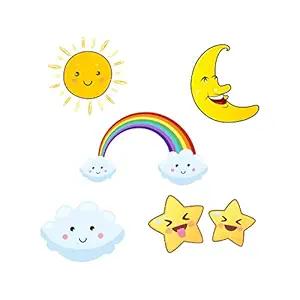 Arise D?cor Wall Sticker Sun/Moon/Rainbow/Cloud/Stars , Wall Sticker Living Room Decorative Home Decoration, Living Room Kids Room,(Size-89cmX95cm) Color- Multicolor