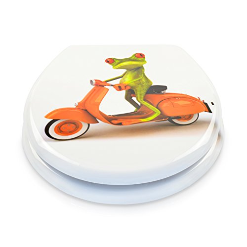 VENKON – Premium WC Sitz mit Absenkautomatik – Modell „Biker Frosch“ – Toilettendeckel aus Duroplast (antibakteriell) inkl. Montagesatz (rostfreie Scharniere) - 3